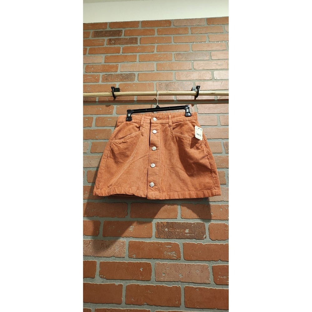 Free People Corduroy Mini Skirt Burnt Orange Button Front‎ A-Line Size 4 sku18